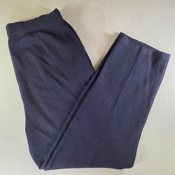St. John Pants - St John Basics Navy Blue Santana Knit Straight Leg Pants High Rise Womens 10
